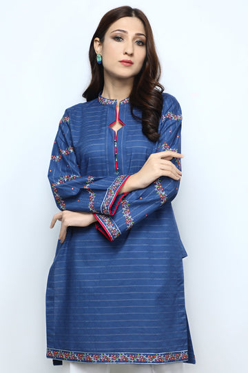 Women Stitched Kurti SKU: WKL1106-BLUE - Diners
