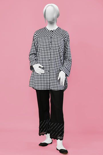 Cotton Black Stitched Kurti - Diners