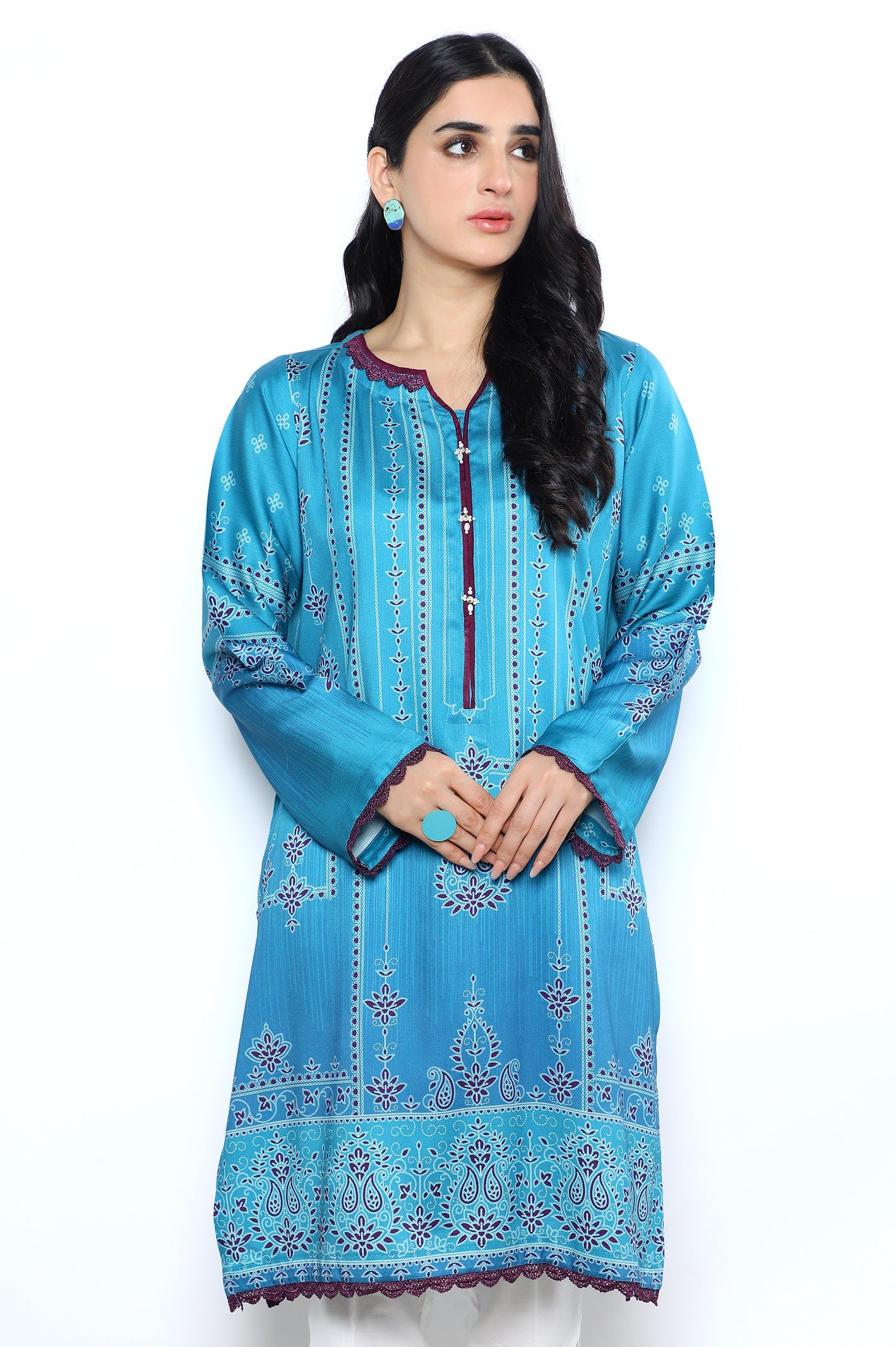 Women Stitched Kurti SKU: WKL0976-BLUE - Diners