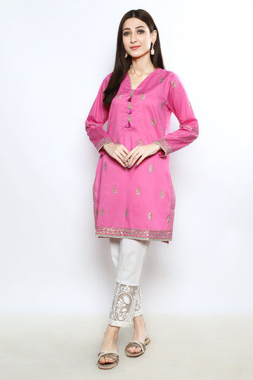 Women Stitched Kurti In Pink SKU: WKL0779-PINK - Diners