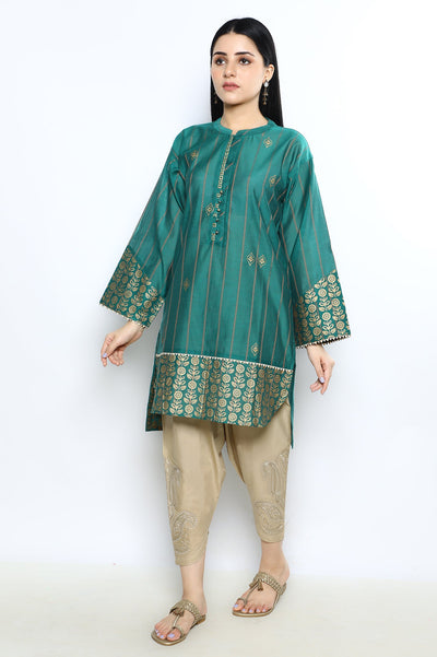 Women Stitched Kurti In Green SKU: WKL0796-GREEN - Diners