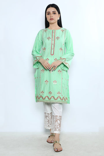 Women Stitched Kurti SKU: WKL0836-C-GREEN - Diners