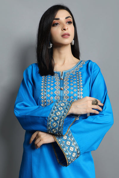 Women Stitched Kurti SKU: WKL0849-BLUE - Diners