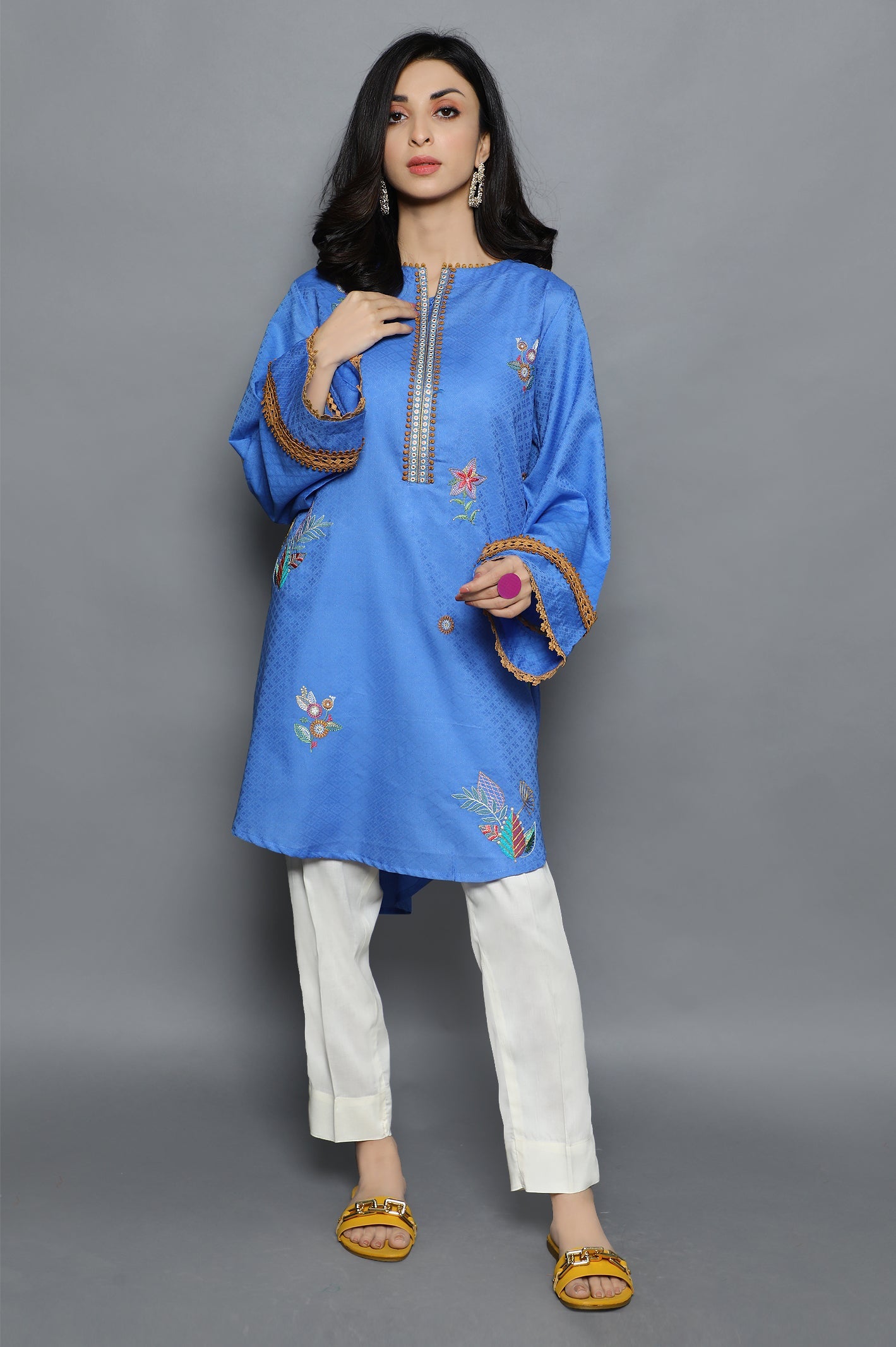 Blue Women Stitched Kurti From Diners