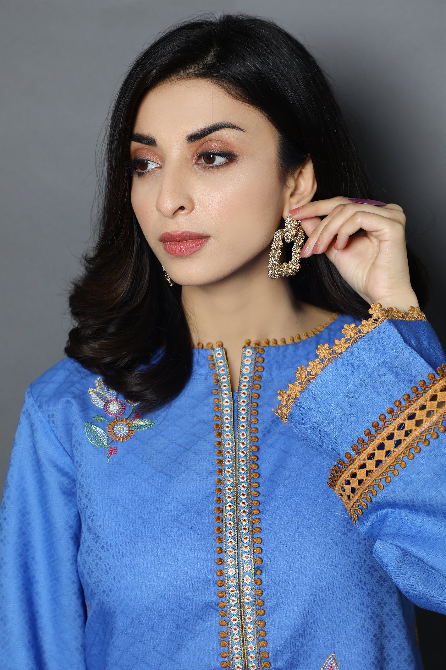 Blue Women Stitched Kurti From Diners