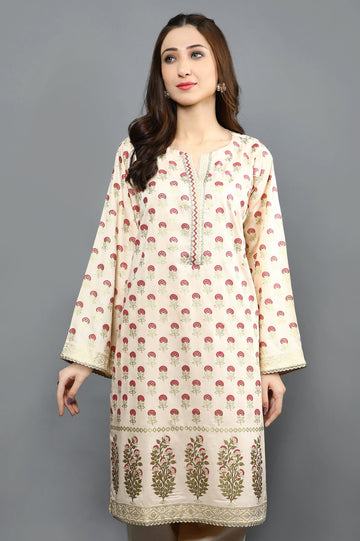 Women Stitched Kurti SKU: WKL0915-BEIGE - Diners
