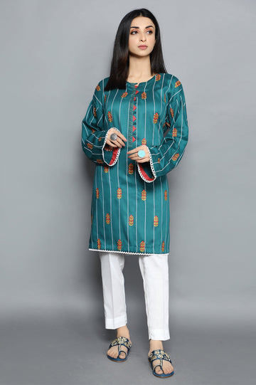 Women Stitched Kurti SKU: WKL0946-C-GREEN - Diners