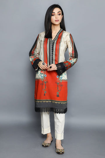 Women Stitched Kurti SKU: WKL1016-BEIGE - Diners