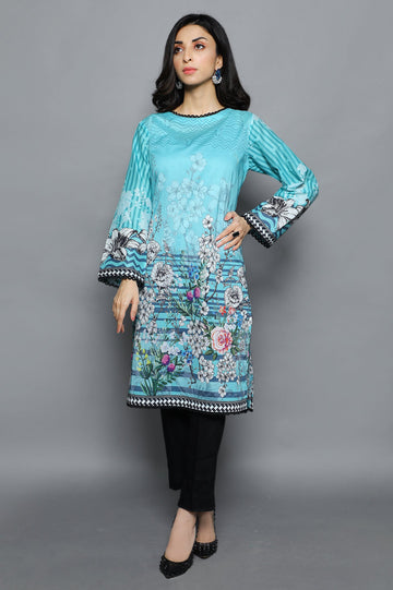 Women Stitched Kurti SKU: WKL1017-BLUE - Diners