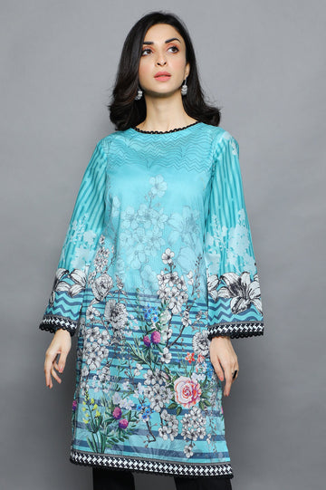 Women Stitched Kurti SKU: WKL1017-BLUE - Diners