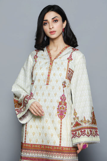 Women Stitched Kurti SKU: WKL1026-OFFWHITE - Diners