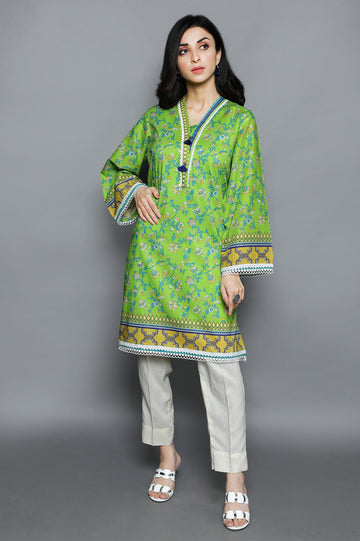 Women Stitched Kurti SKU: WKL1027-GREEN - Diners