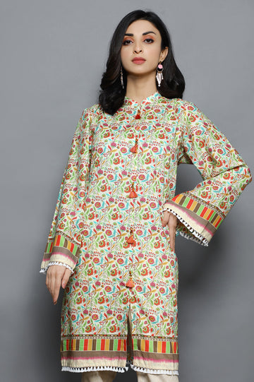 Women Stitched Kurti SKU: WKL1032-OFFWHITE - Diners