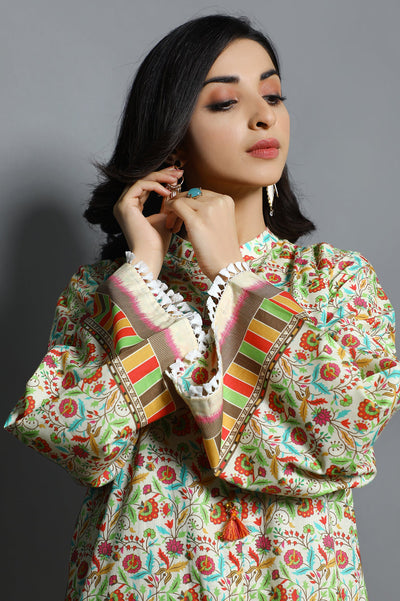 Women Stitched Kurti SKU: WKL1032-OFFWHITE - Diners