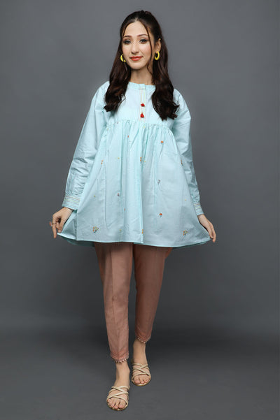 Women Stitched Kurti SKU: WKL1069-SKYBLUE - Diners