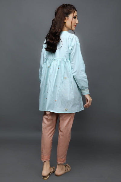 Women Stitched Kurti SKU: WKL1069-SKYBLUE - Diners