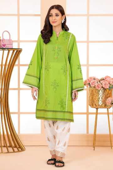 Parrot Green Women Stitched Kurti From Diners