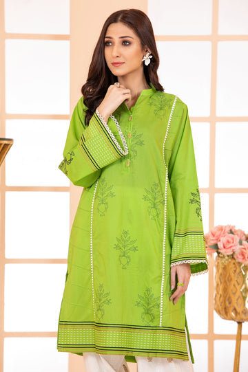 Parrot Green Women Stitched Kurti From Diners