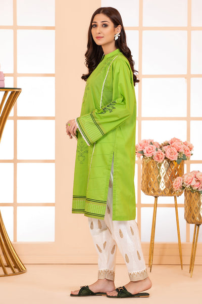 Parrot Green Women Stitched Kurti From Diners