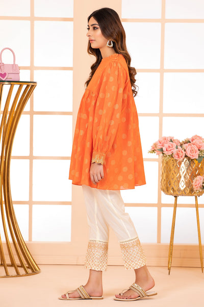 Women Stitched Kurti SKU: WKL1103-ORANGE - Diners