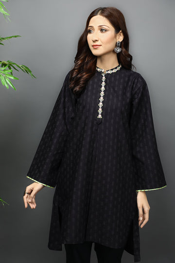 Women Stitched Kurti SKU: WKL1109-BLACK - Diners