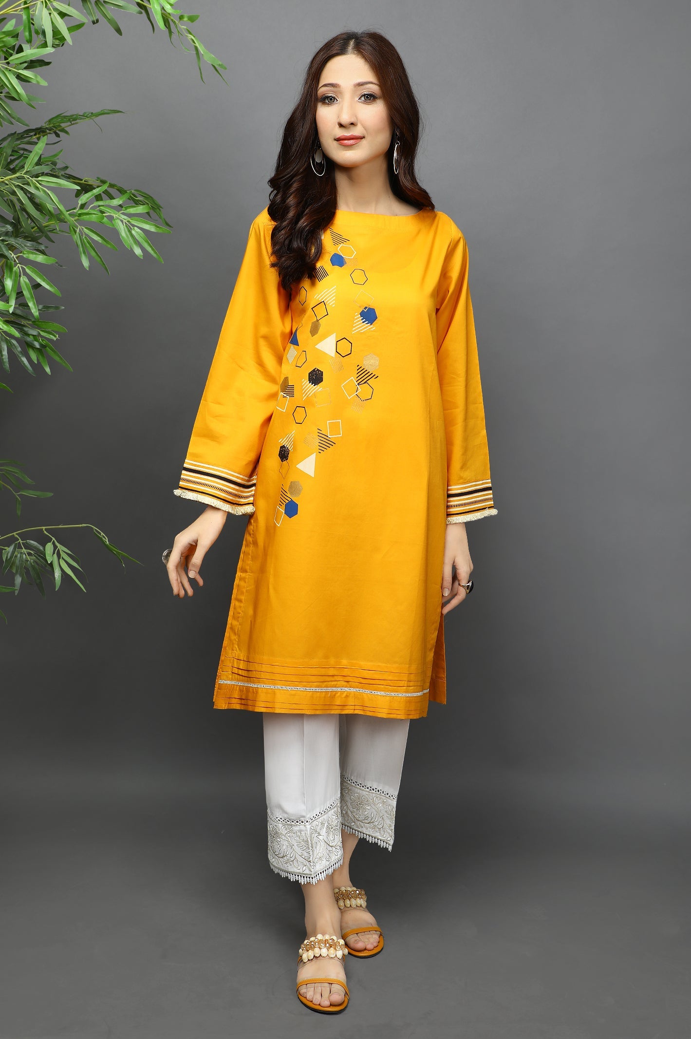 Women Stitched Kurti SKU: WKL1115-YELLOW - Diners