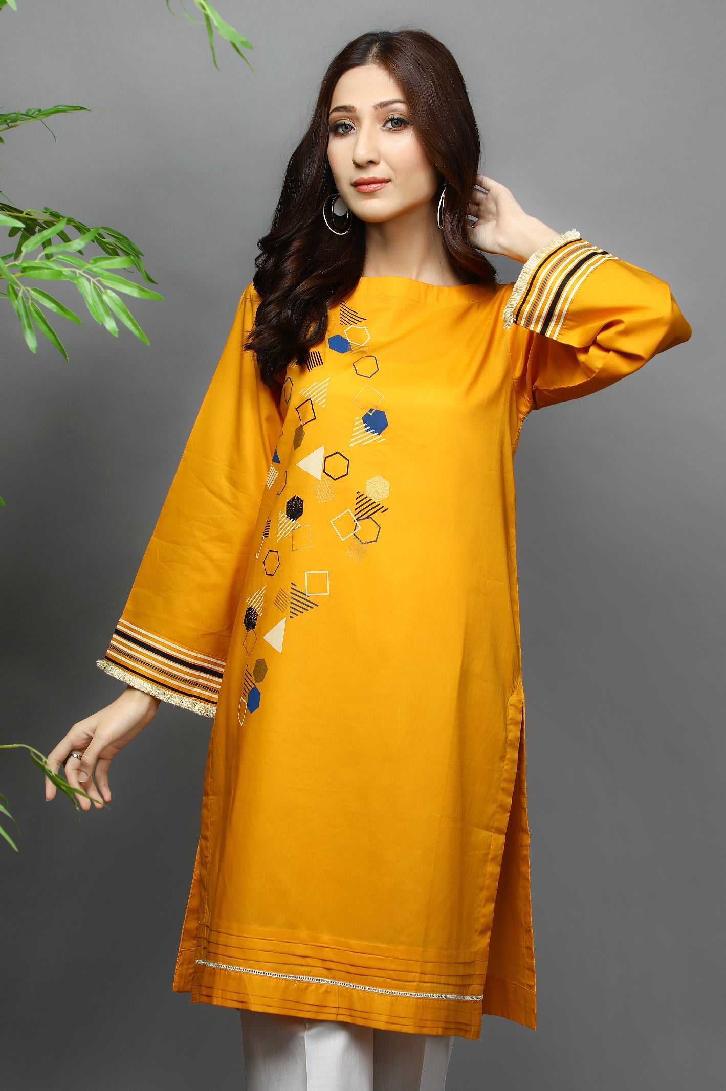 Women Stitched Kurti SKU: WKL1115-YELLOW - Diners