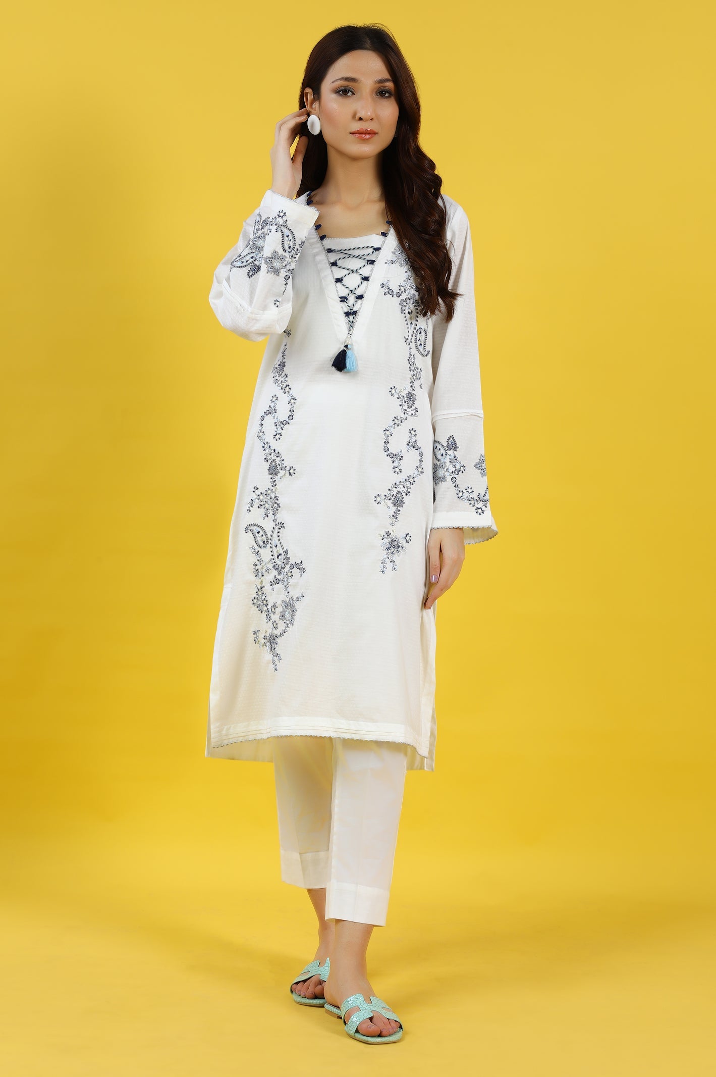 Embroidered Stitched Kurti - Diners