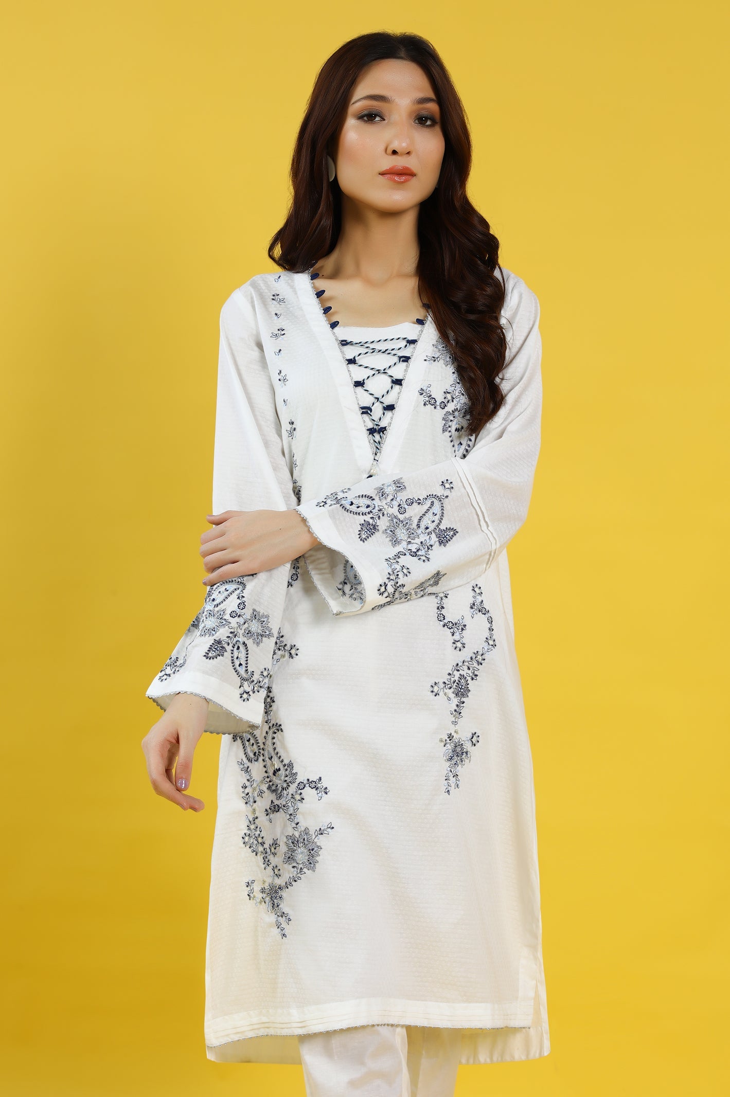 Embroidered Stitched Kurti - Diners