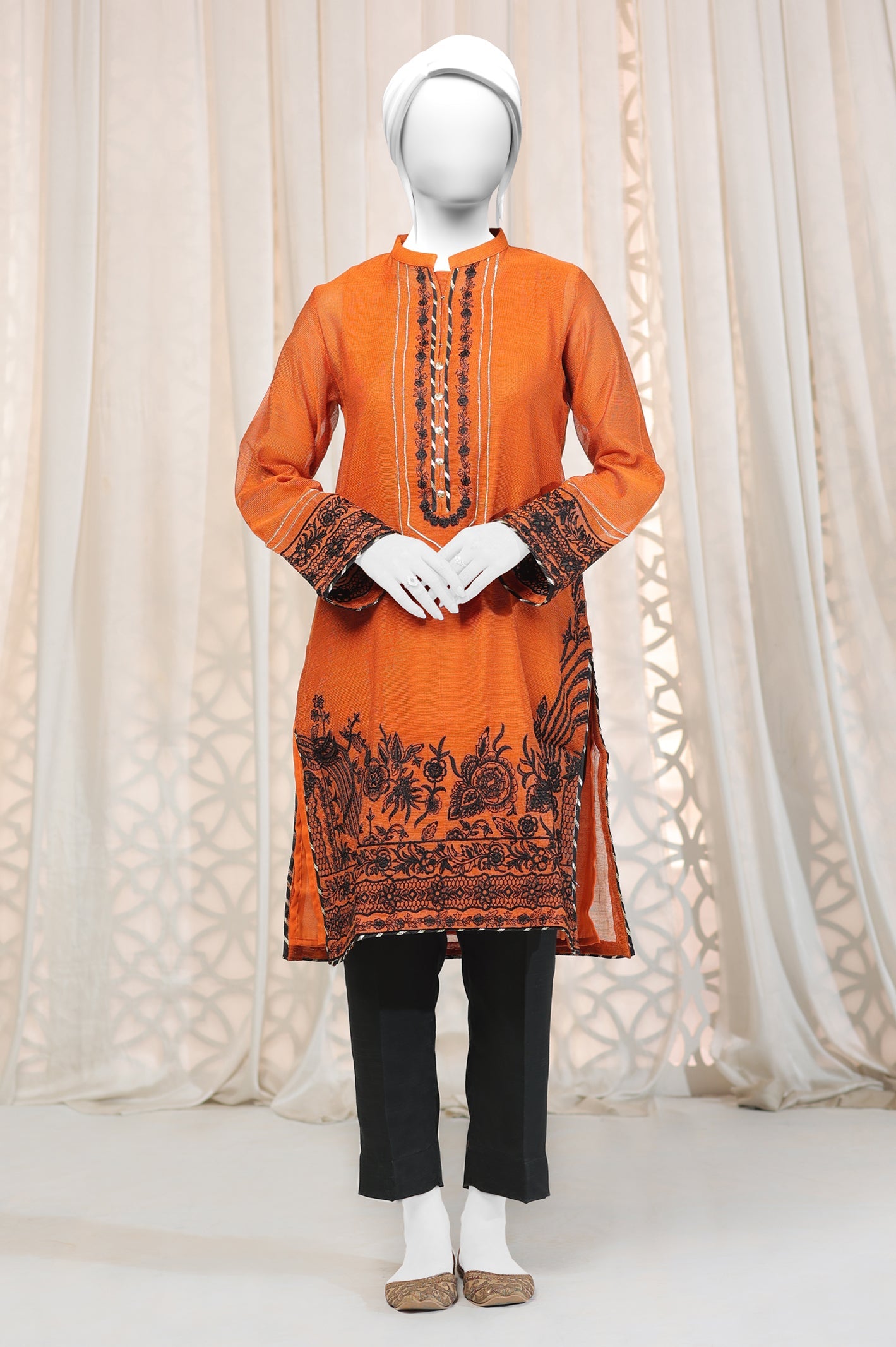 Embroidered Rust Kurti - Diners