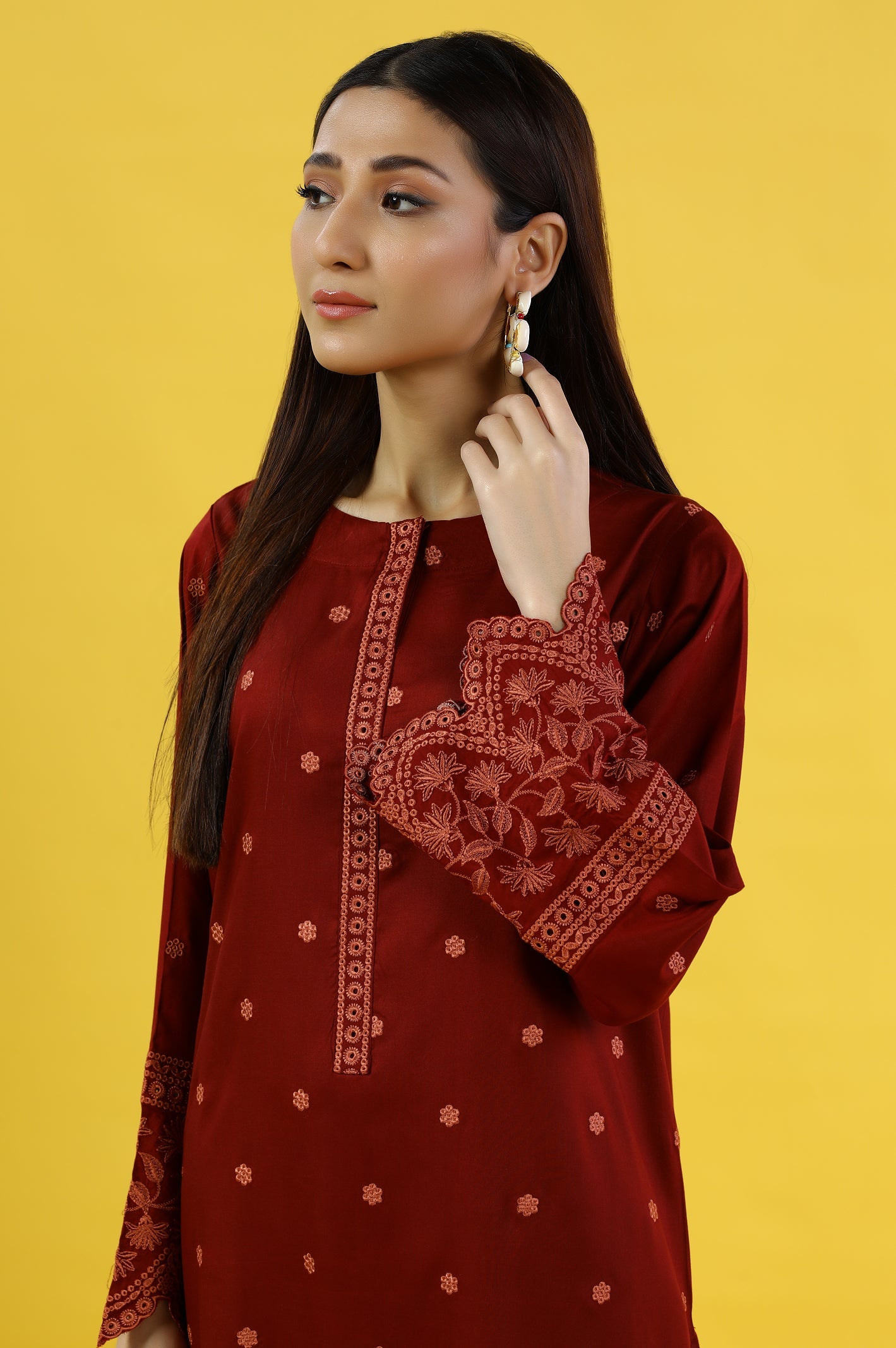 Embroidered Stitched Kurti - Diners