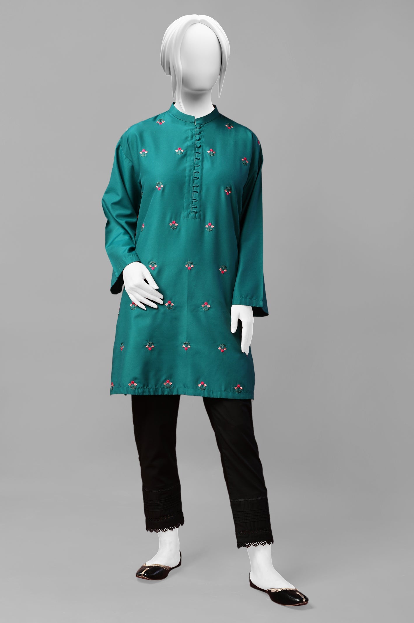 Cambric Green Stitched Kurti - Diners