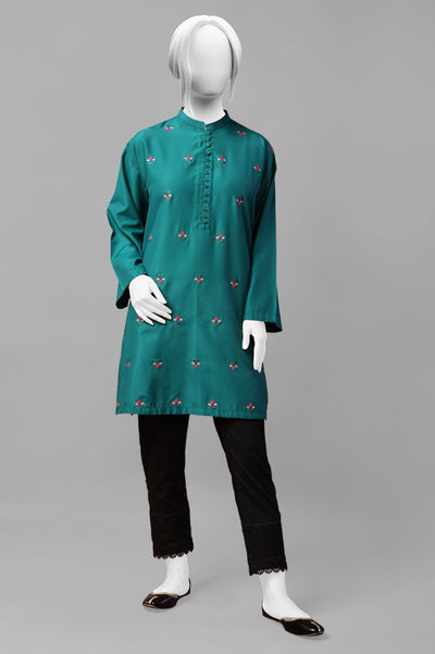 Cambric Green Stitched Kurti - Diners