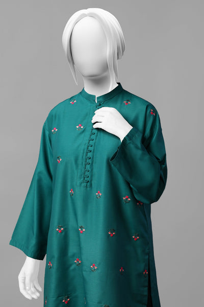 Cambric Green Stitched Kurti - Diners