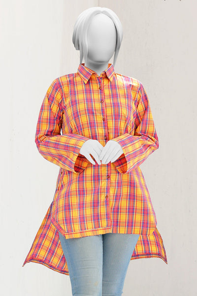 Printed Cotton Yellow Kurti - Diners