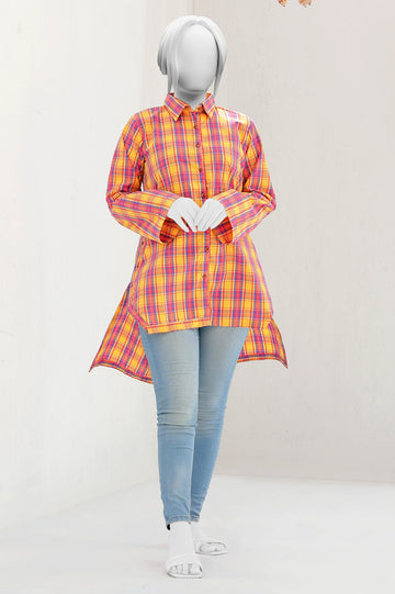 Printed Cotton Yellow Kurti - Diners