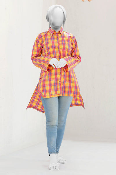 Printed Cotton Yellow Kurti - Diners