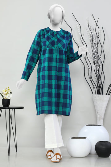 Cotton Sea Green Stitched Kurti - Diners