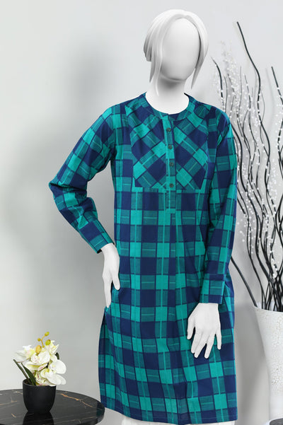 Cotton Sea Green Stitched Kurti - Diners