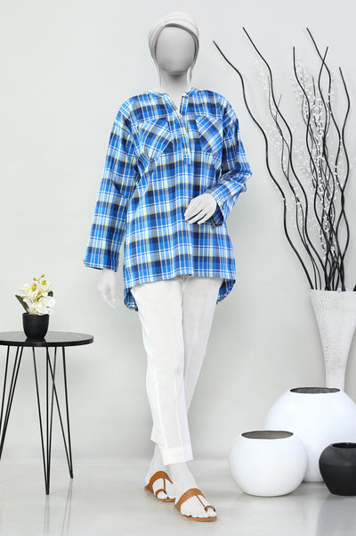 Cotton Blue Stitched Kurti - Diners