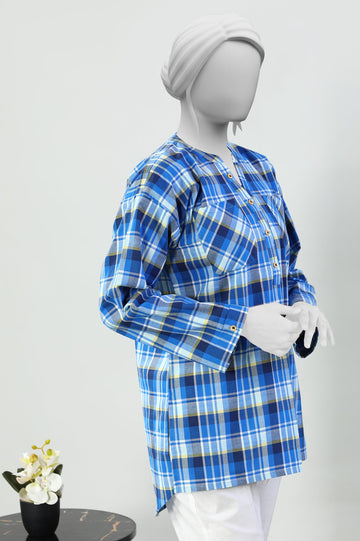 Cotton Blue Stitched Kurti - Diners