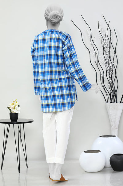 Cotton Blue Stitched Kurti - Diners