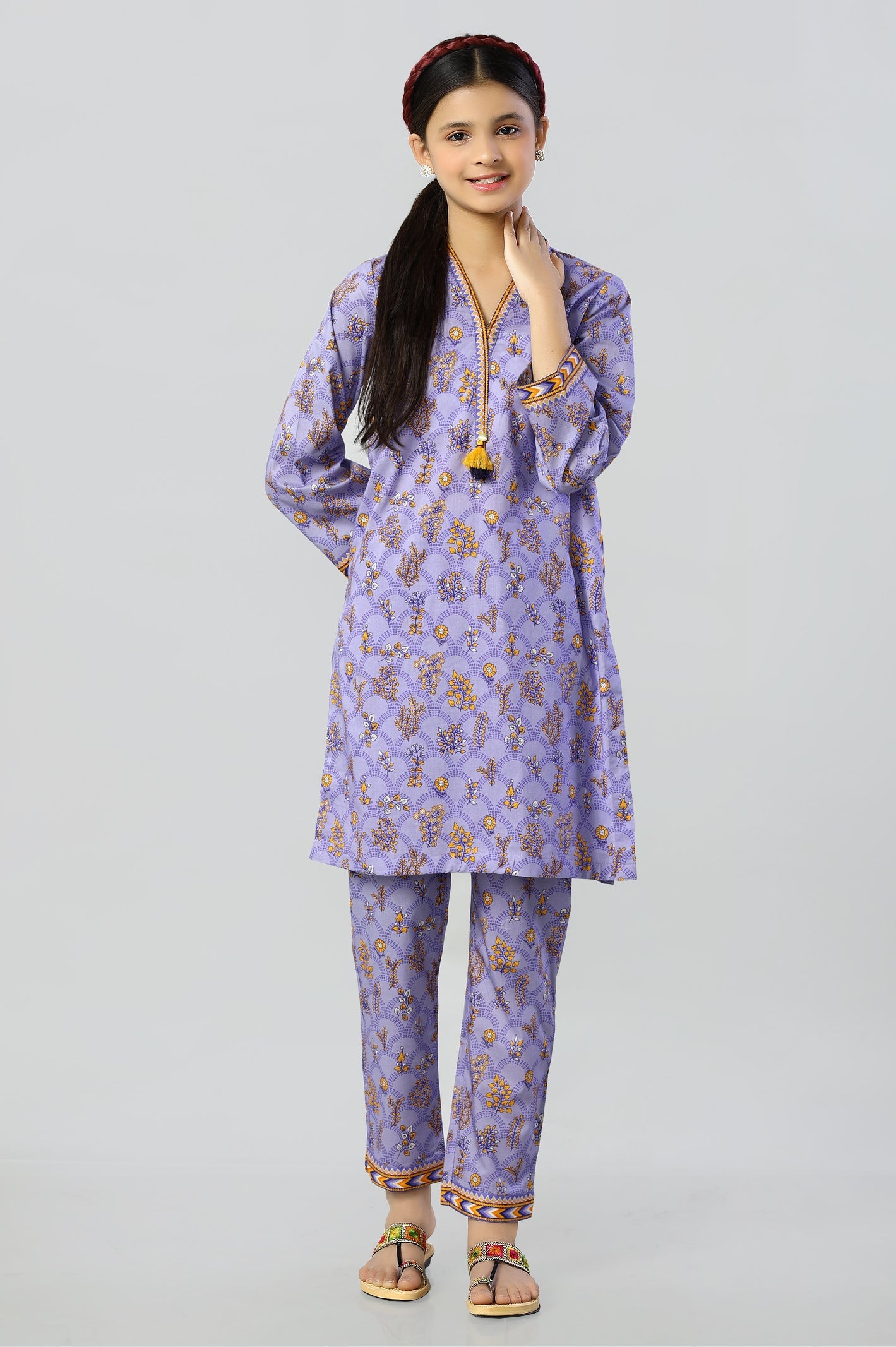 Purple Printed Teens Kurti - Diners