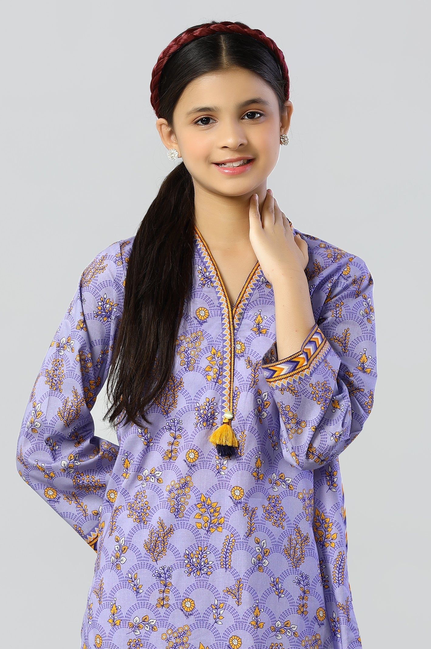 Purple Printed Teens Kurti - Diners