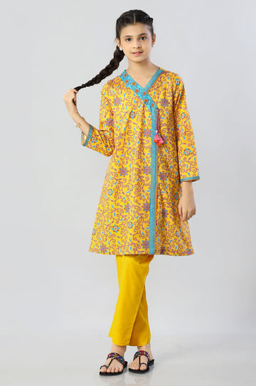 Yellow Printed Teens Kurti - Diners