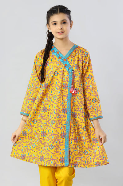Yellow Printed Teens Kurti - Diners