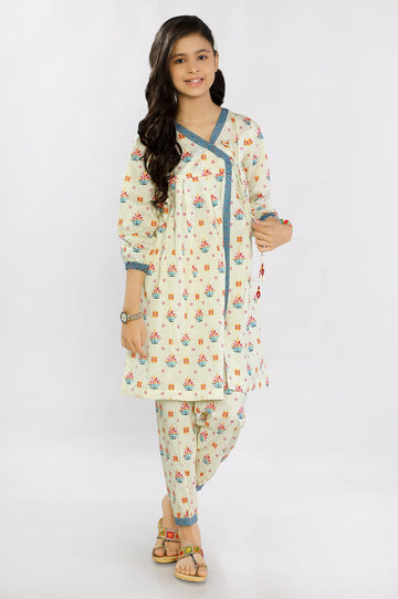Lawn Cream Teens Kurti From Diners