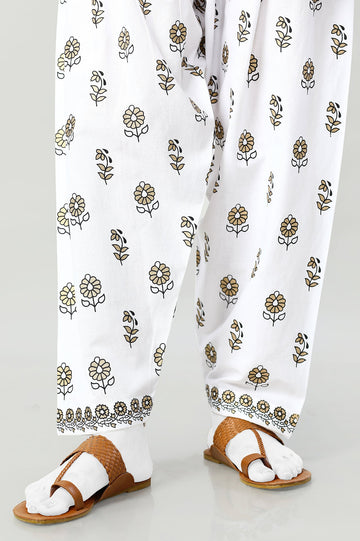 White Printed Ladies Shalwar - Diners