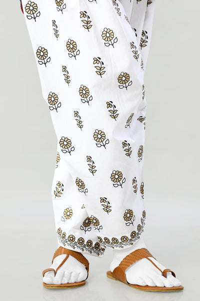 White Printed Ladies Shalwar - Diners