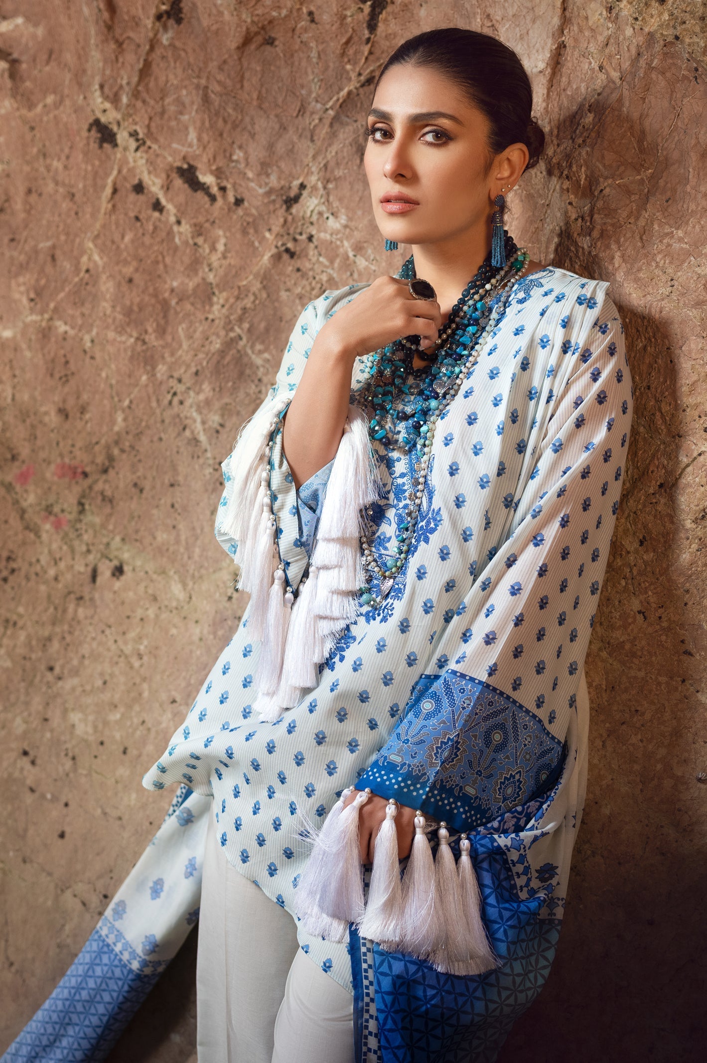 Unstitched 3 Piece Lawn Printed Emb Shirt,Lawn Printed Dupatta and Cotton Dyed Trouser - Diners